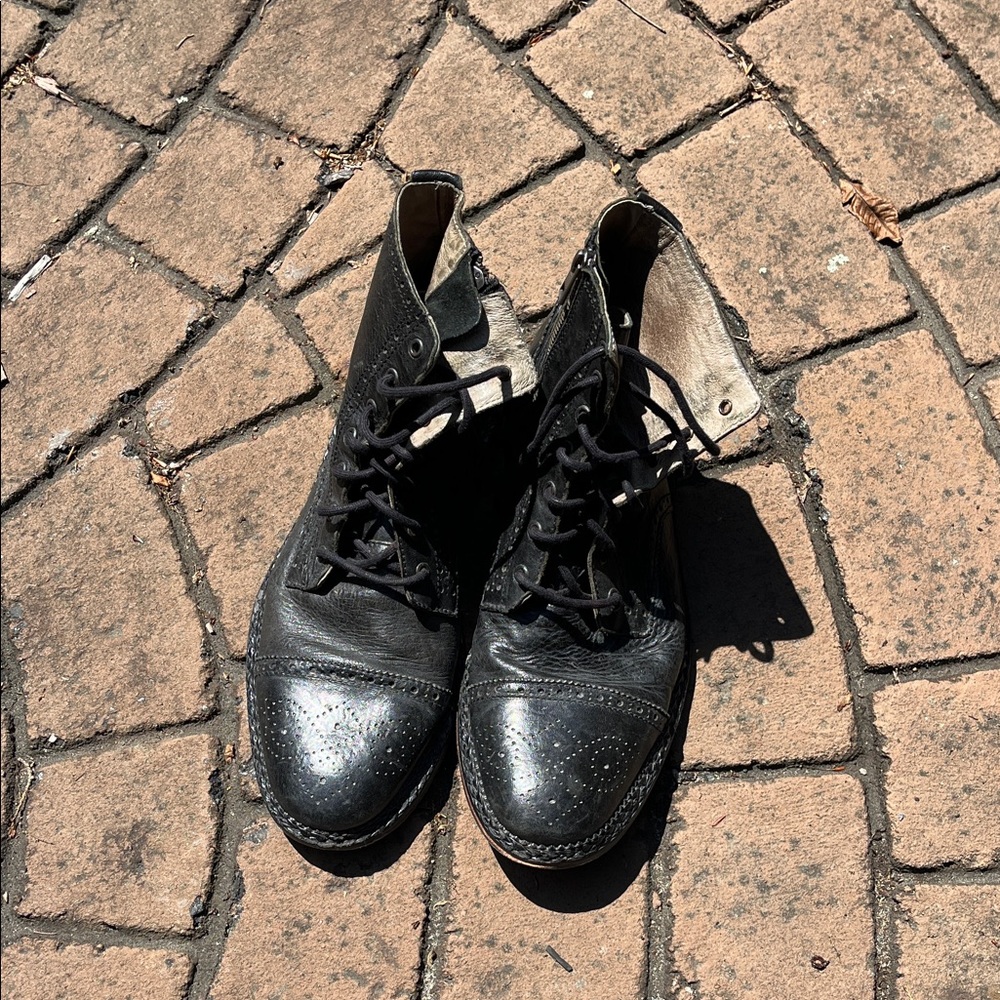 All Saints Black Leather Lace-Up Boots